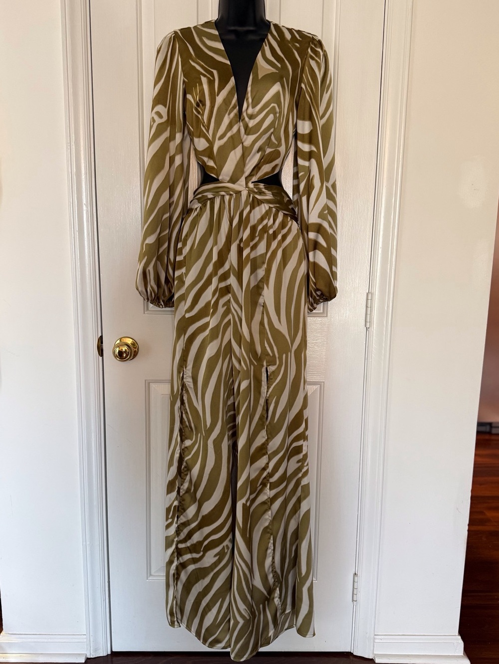 “FASHION NOVA” Lillie Satin Zebra Print Cutout Jumpsuit - Picture 4 of 14